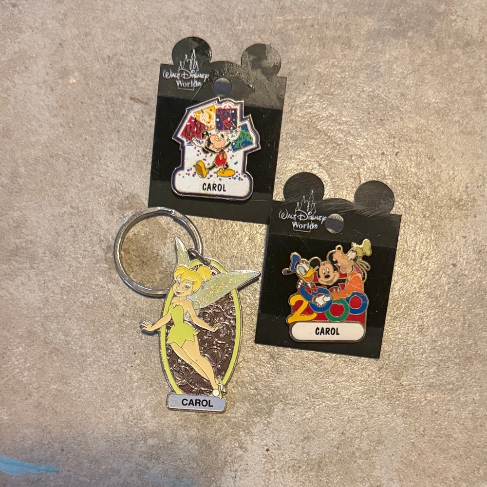 Disney Keychain and Pins - with Name Carol